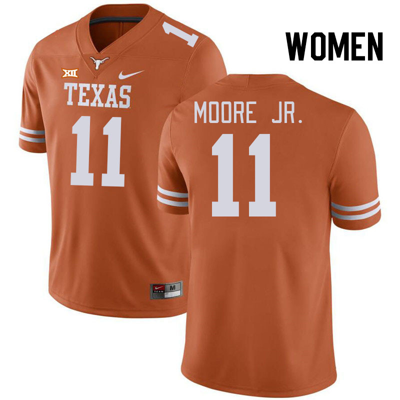 Women #11 DeAndre Moore Jr. Texas Longhorns College Football Jerseys Stitched Sale-Black